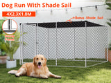 Dog run D with shade sail 4x2.3x1.8m