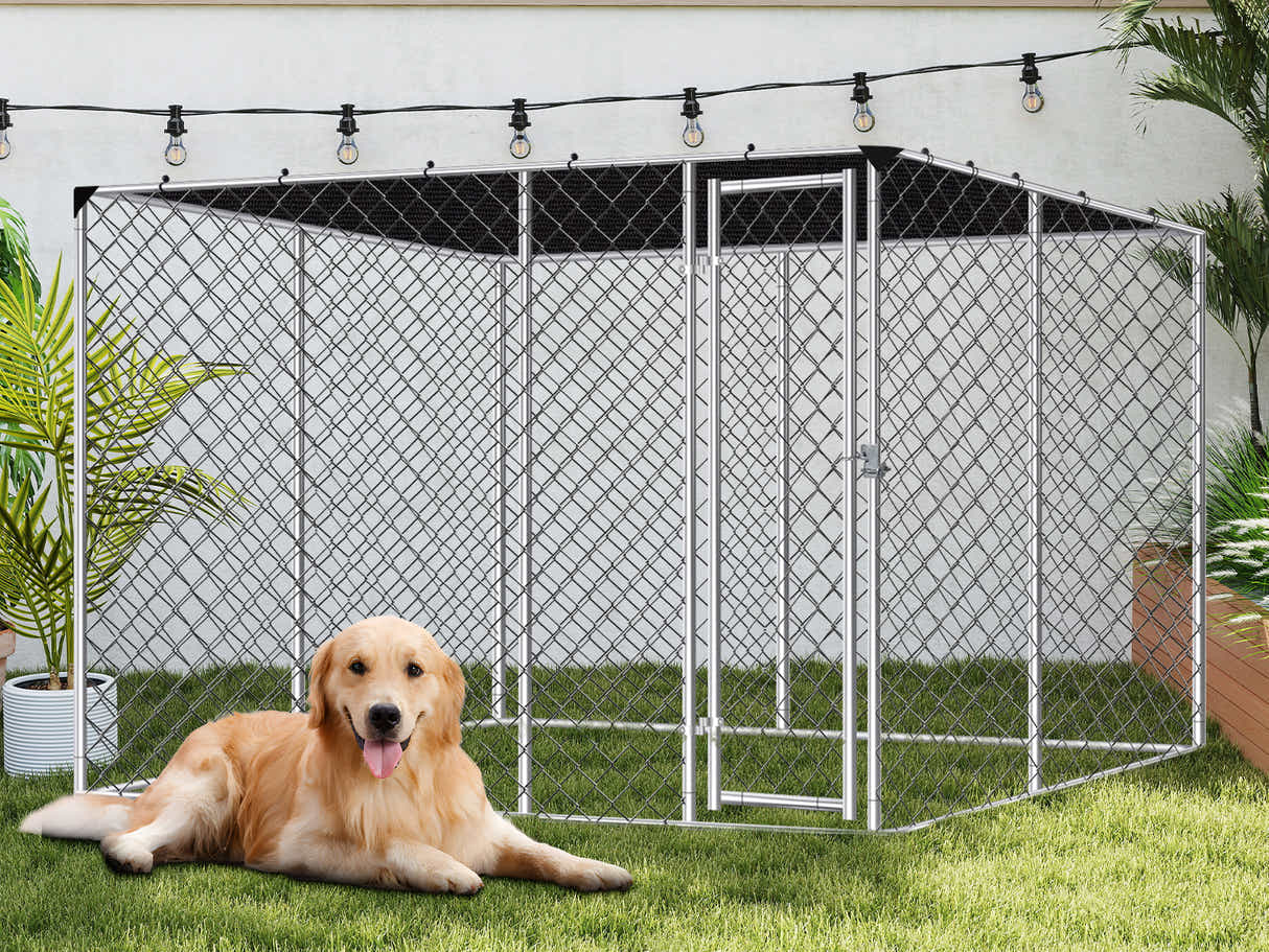 Dog run D with shade sail 4x4x1.8m