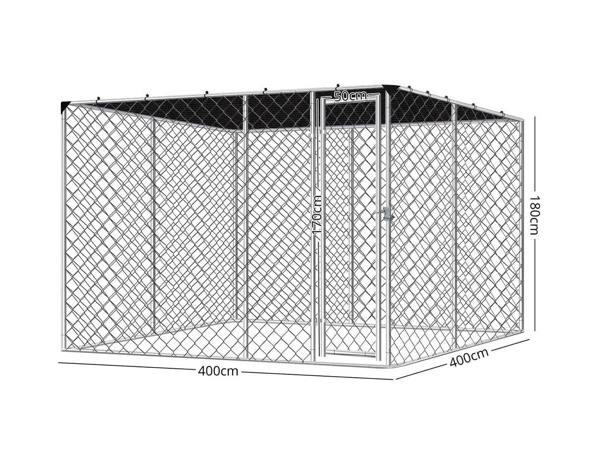 Dog run D with shade sail 4x4x1.8m