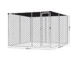 Dog run D with shade sail 4x4x1.8m
