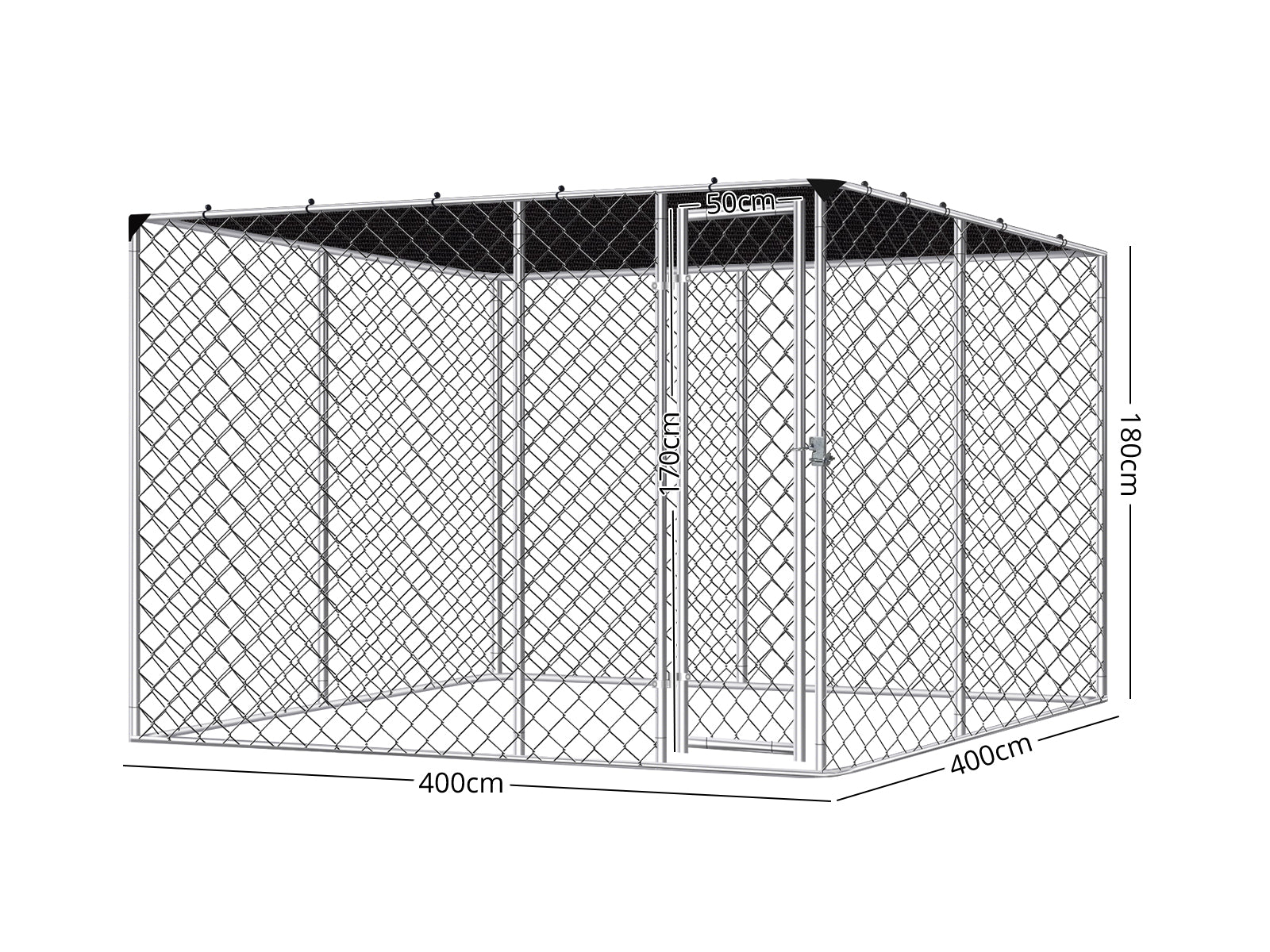 Dog run D with shade sail 4x4x1.8m