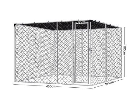 Dog run D with shade sail 4x4x1.8m