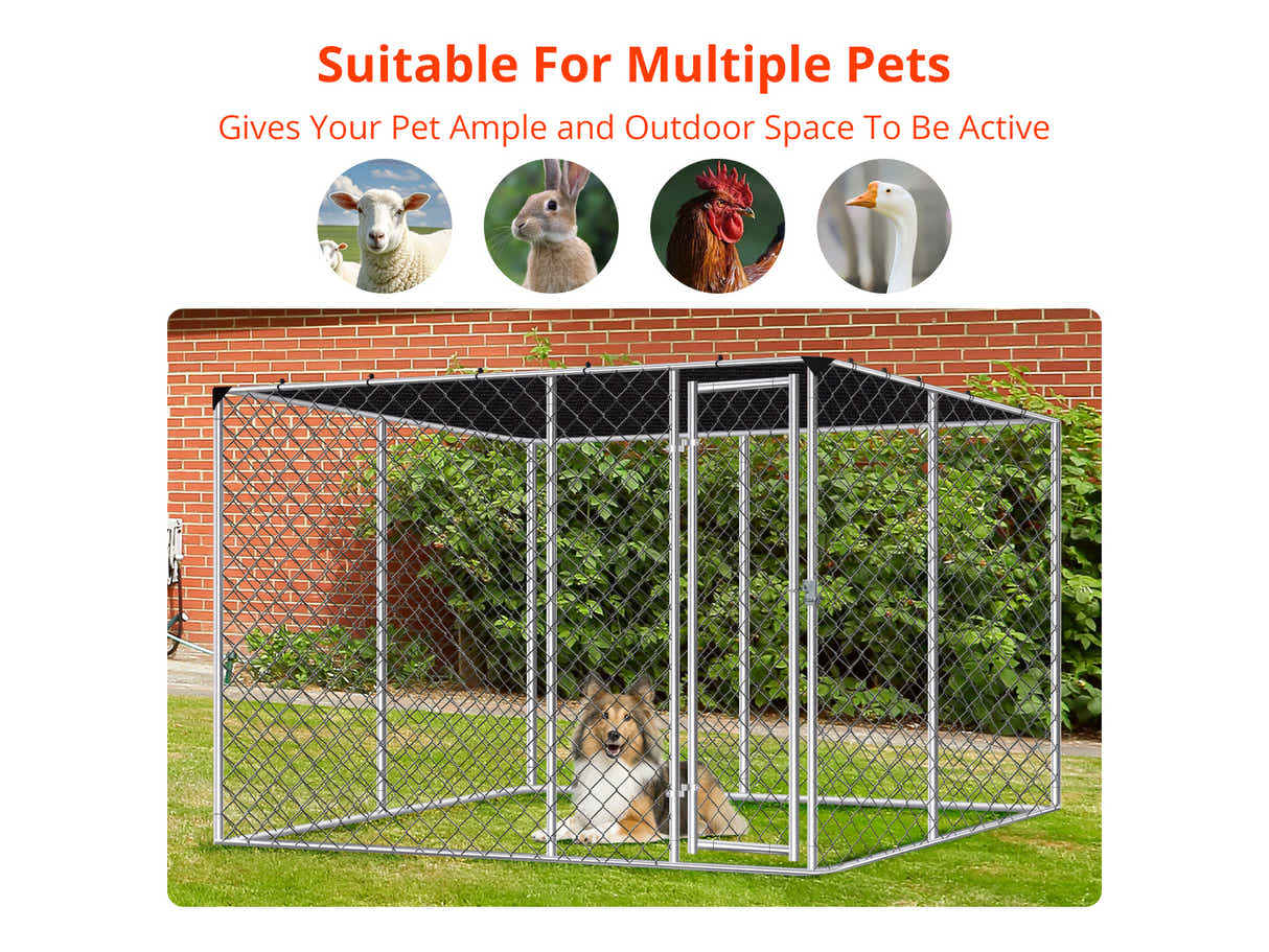 Dog run D with shade sail 4x4x1.8m