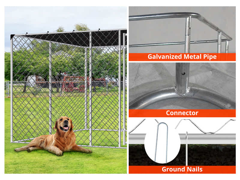 DS Dog run D with shade sail 4x4x1.8m