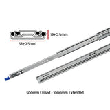 Giantz 2x Drawer Slides Heavy Duty Full Extension Locking 500-1000mm