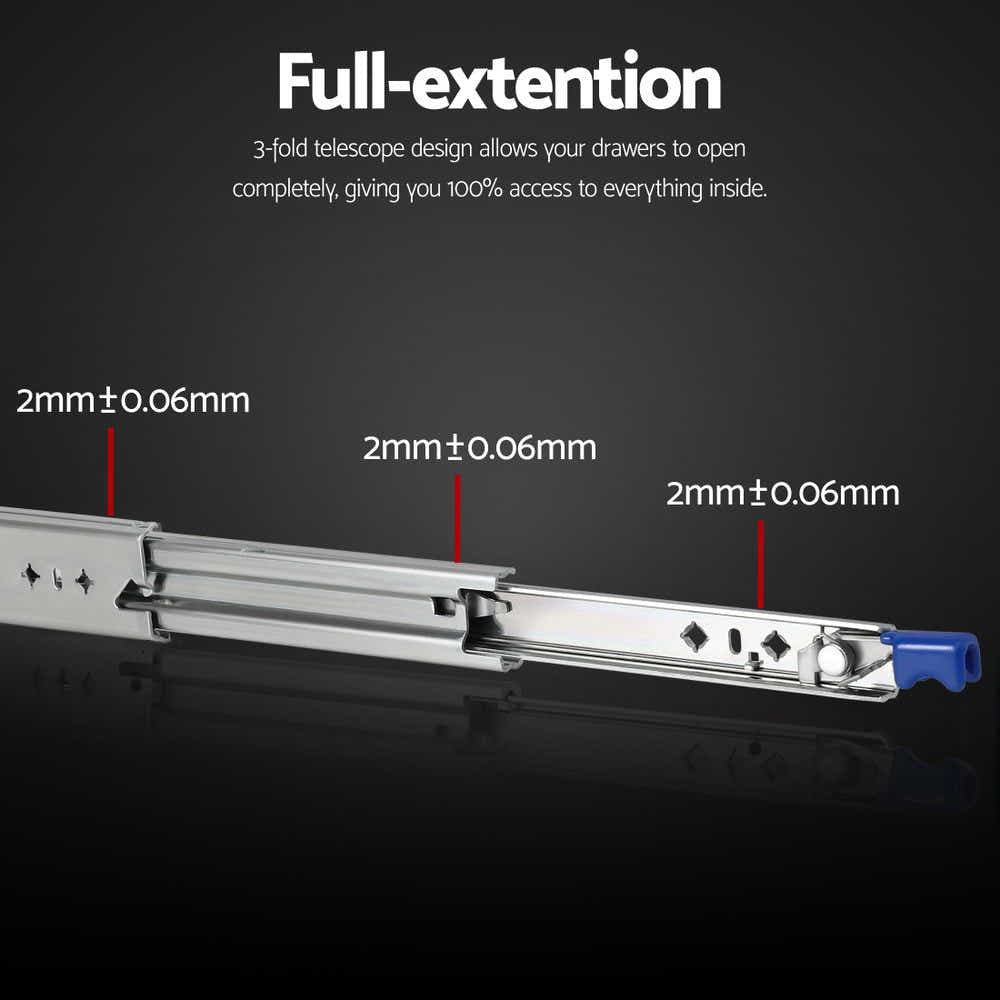 Giantz 2x Drawer Slides Heavy Duty Full Extension Locking 500-1000mm