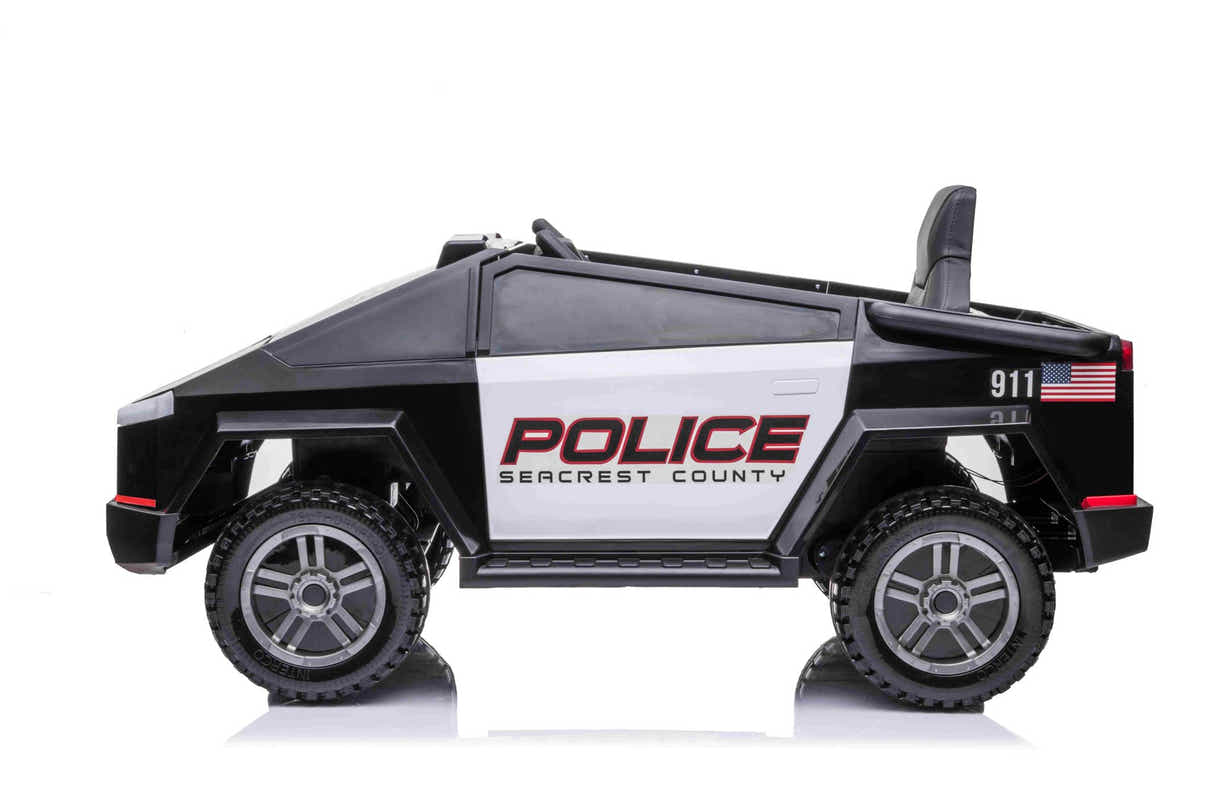 Kids Ride On Police Truck Tesla Cyber Style - Black