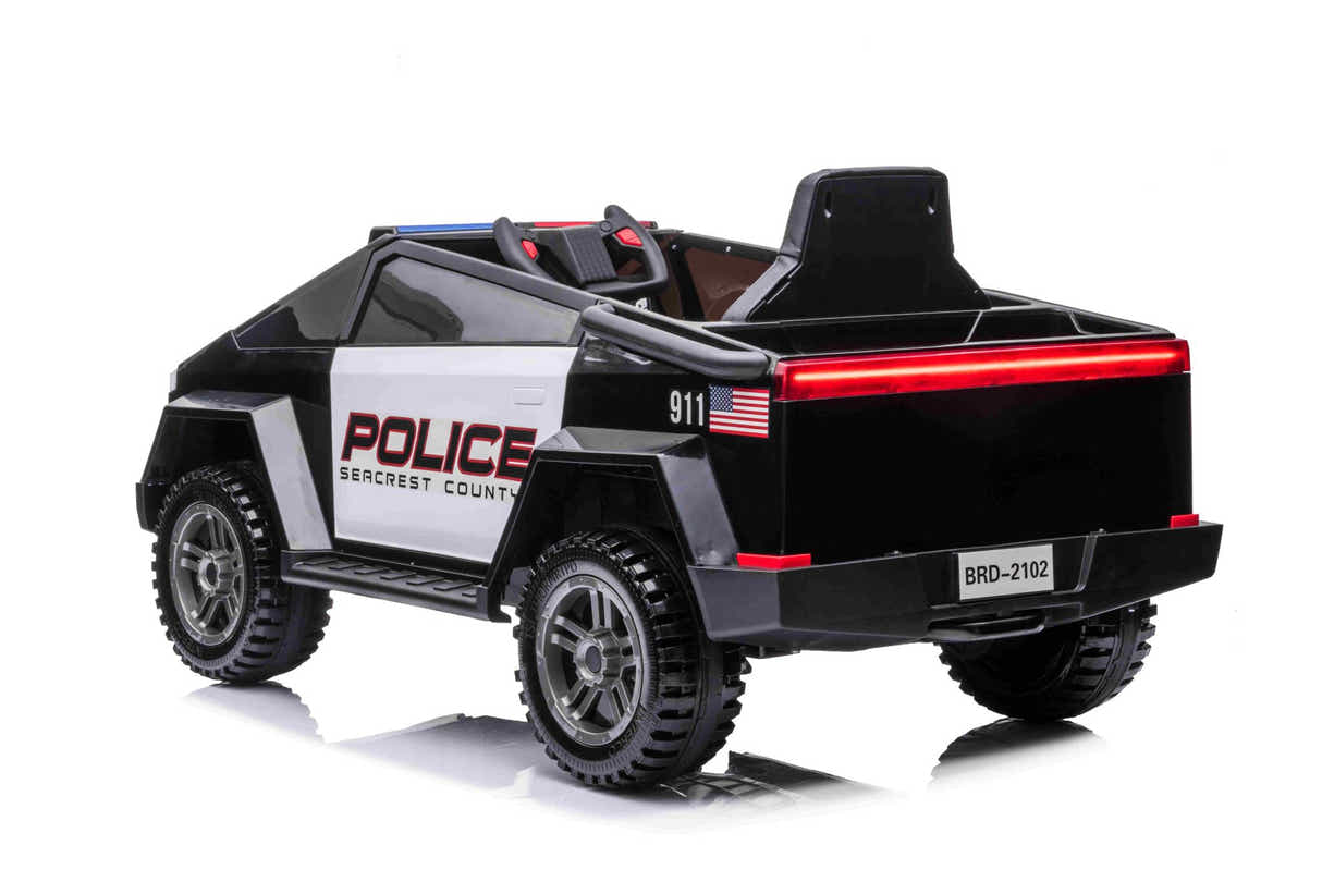 Kids Ride On Police Truck Tesla Cyber Style - Black