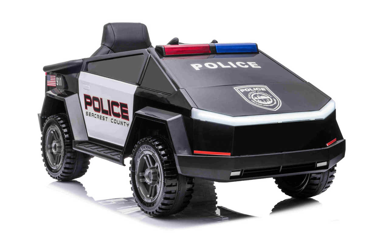 Kids Ride On Police Truck Tesla Cyber Style - Black