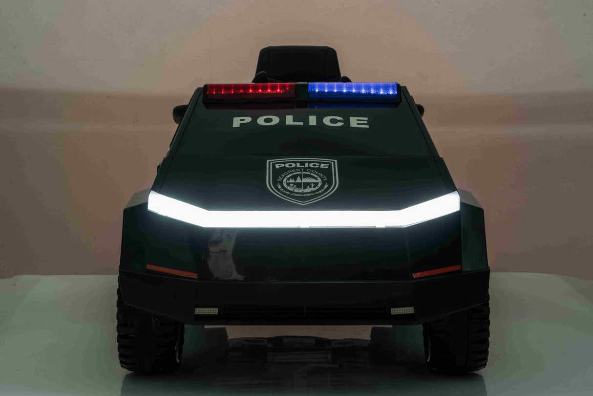 Kids Ride On Police Truck Tesla Cyber Style - Black