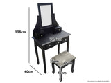 Dressing Table with Stool Black - 74.5 cm