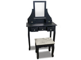 Dressing Table with Stool Black - 74.5 cm