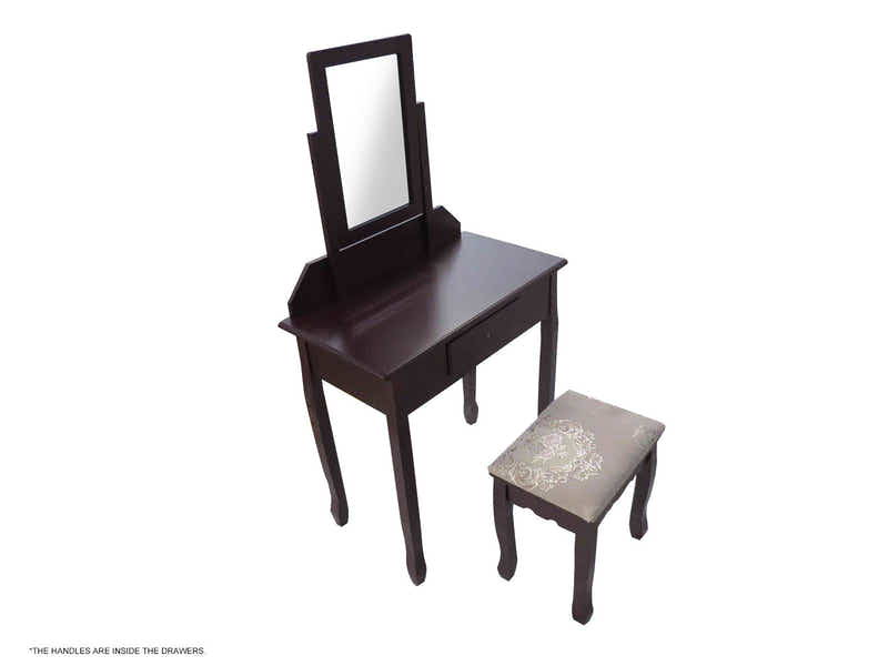 Dressing Table with Stool Brown - 74 cm