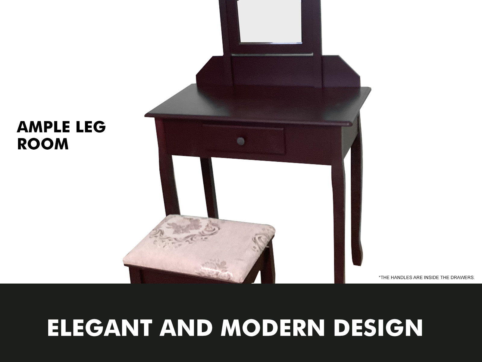 Dressing Table with Stool Brown - 74 cm