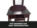 Dressing Table with Stool Brown - 74 cm