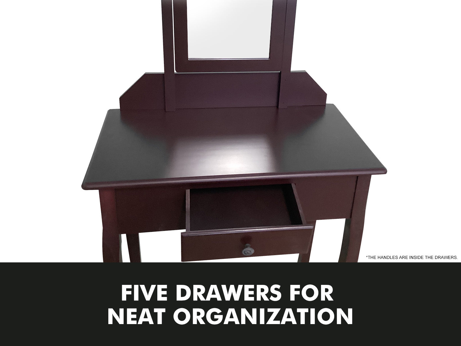 Dressing Table with Stool Brown - 74 cm