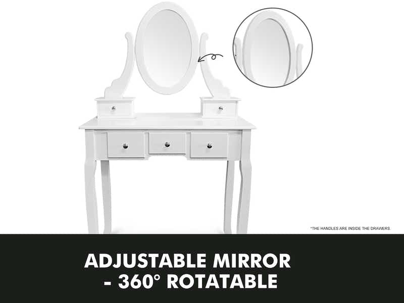 5-Drawer Dressing Table Set White - 80 cm