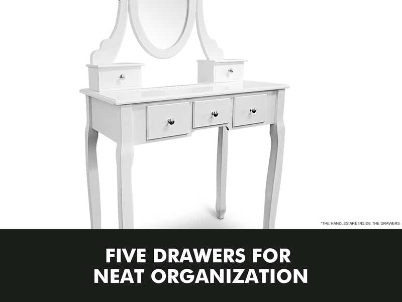 5-Drawer Dressing Table Set White - 80 cm