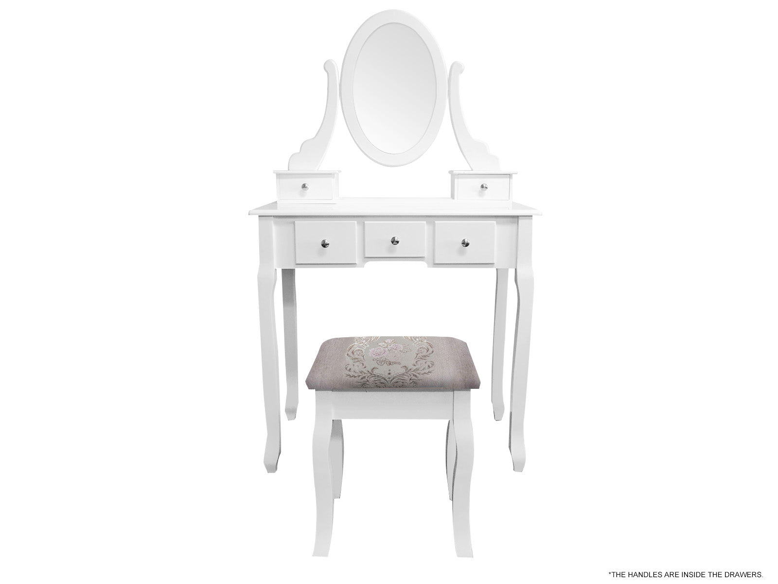5-Drawer Dressing Table Set White - 80 cm