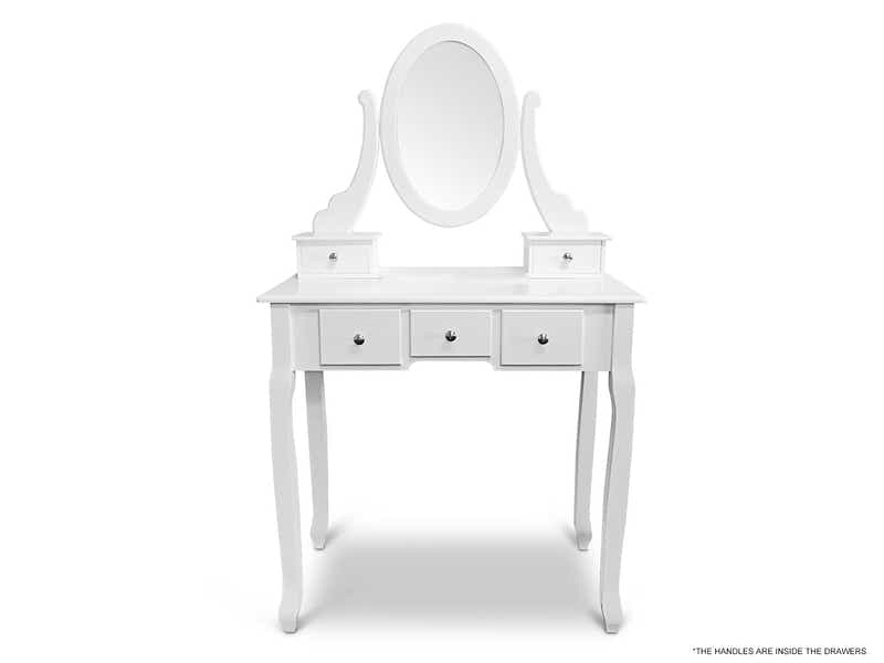 5-Drawer Dressing Table Set White - 80 cm
