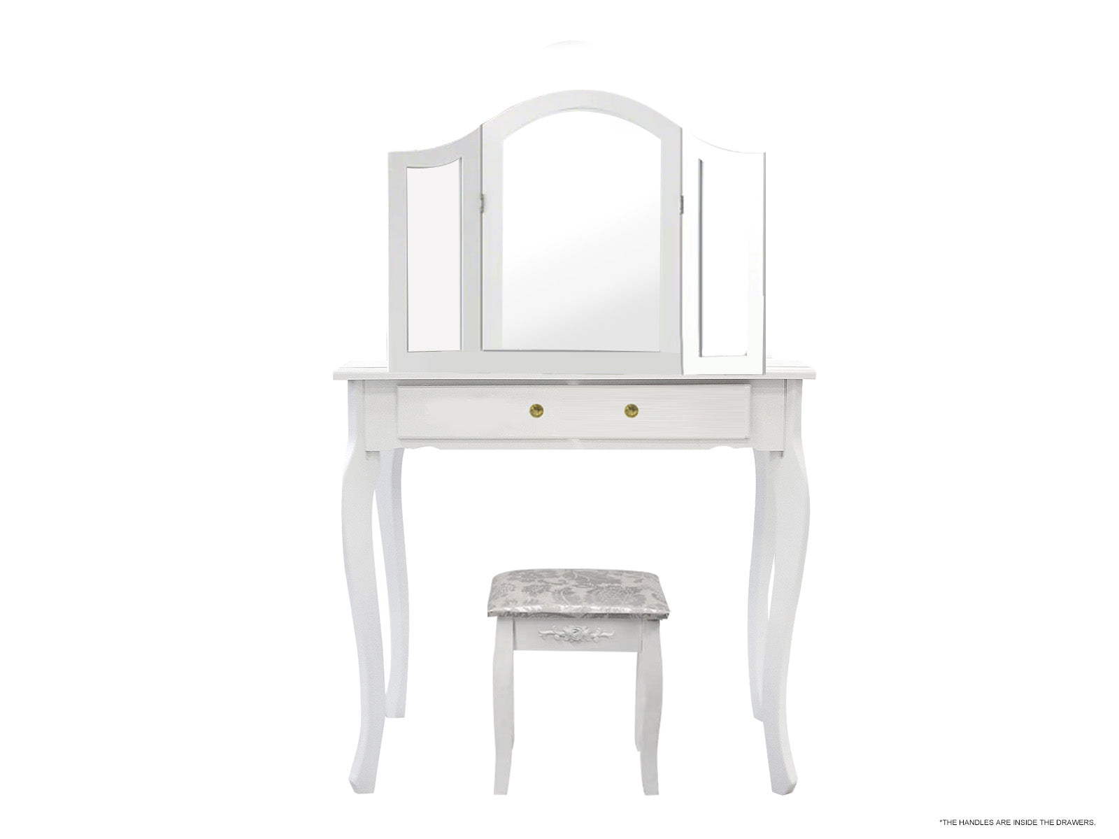 3-Mirror Dressing Table Set White - 79 cm