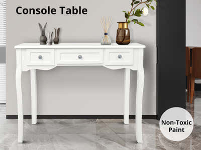 3-Drawer Console Table - White
