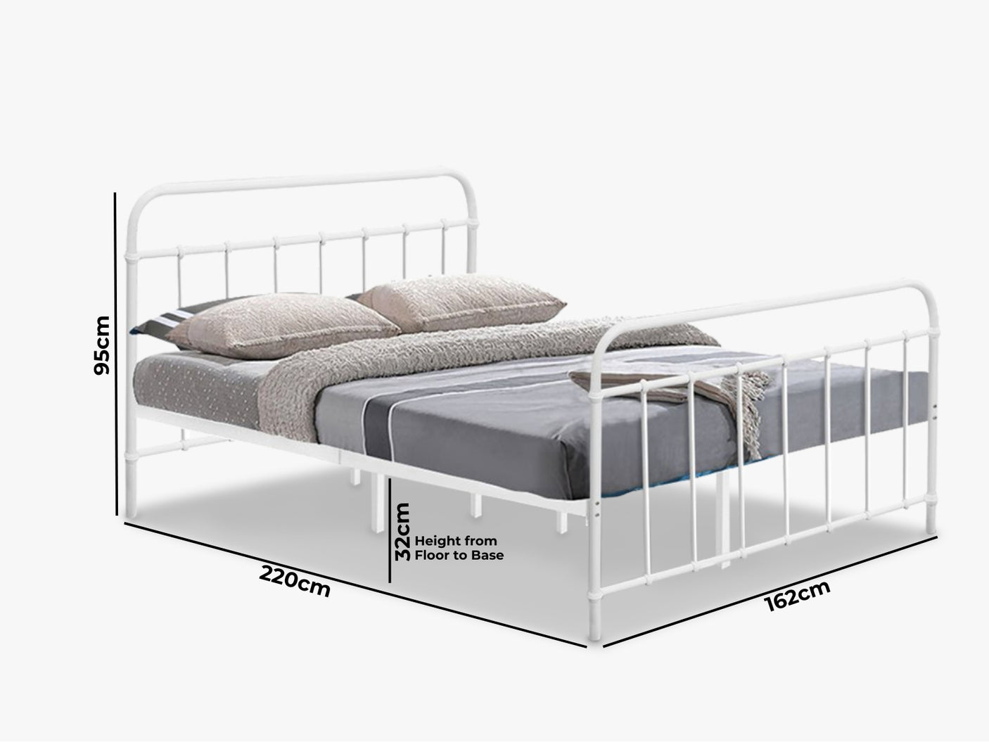 Darcy Queen Bed Frame - Metal White