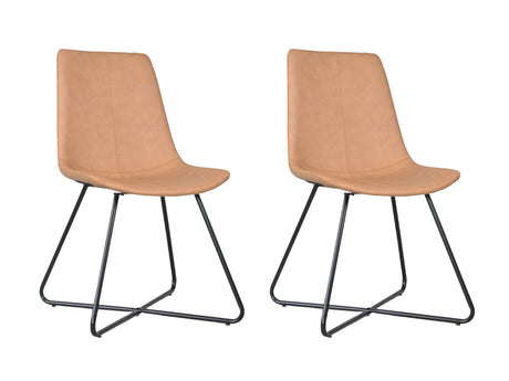 Walnut Bonded Leather Dining Chair - Set of 2