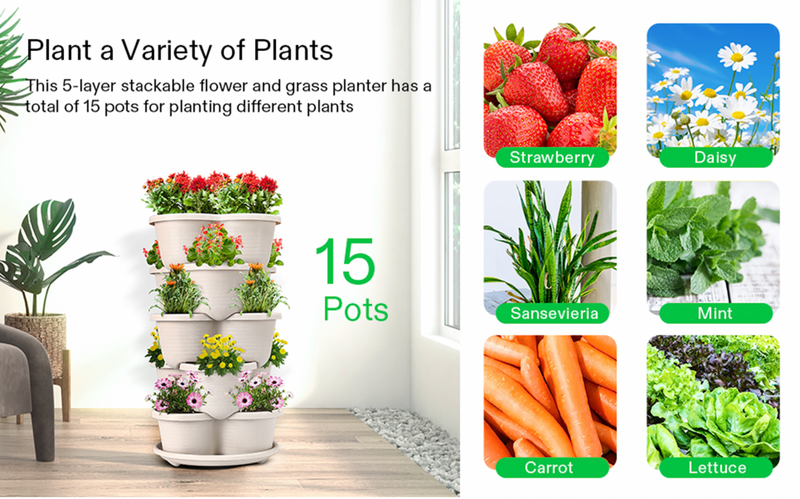 DS BS 5 Tier Vertical Stackable Planter