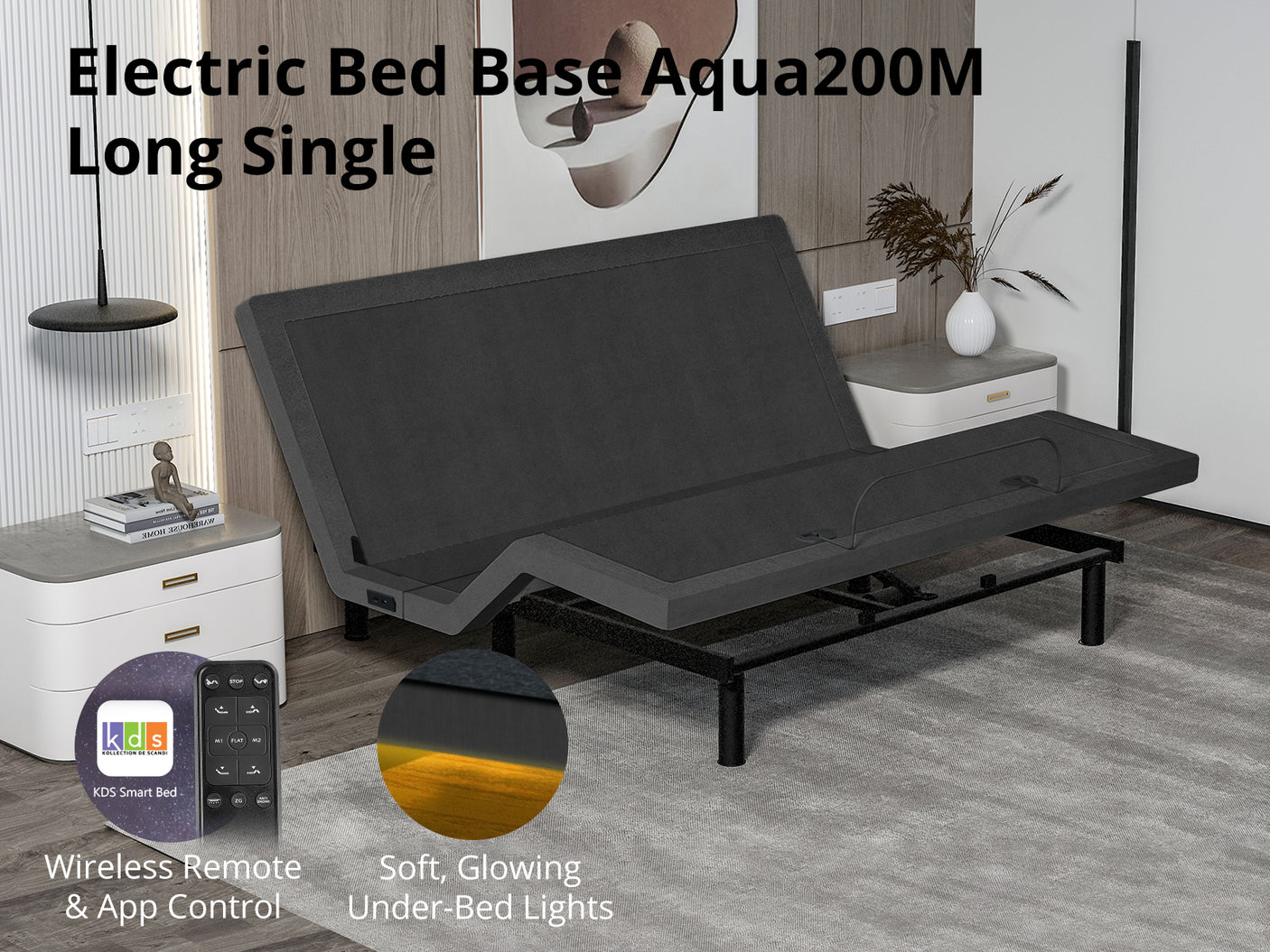 Electric bed base aqua200M long single