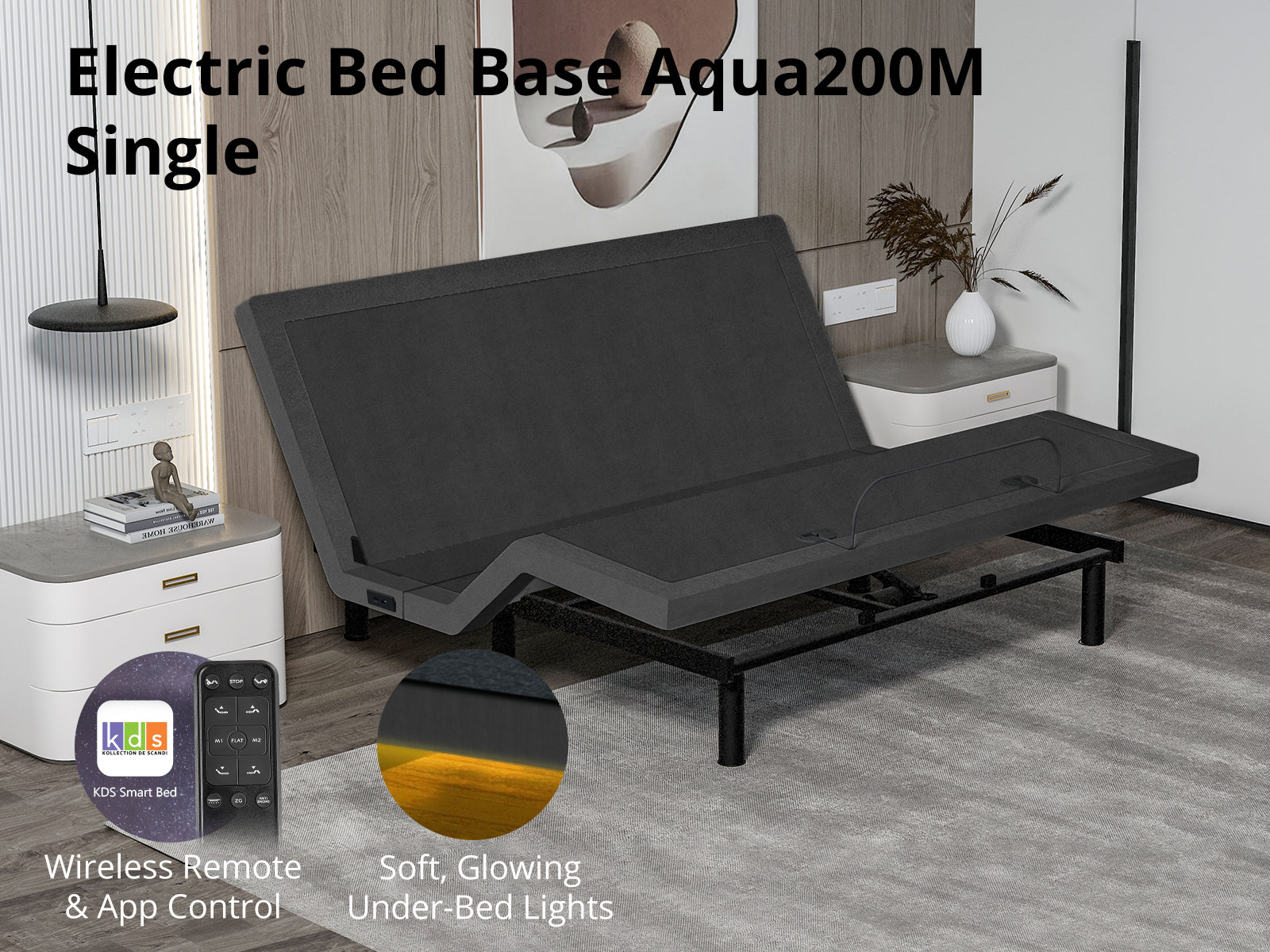 Aqua200M Electric Bed Base - Single