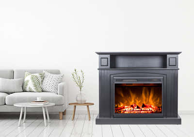 Electric Fireplace Suite Black Mantel