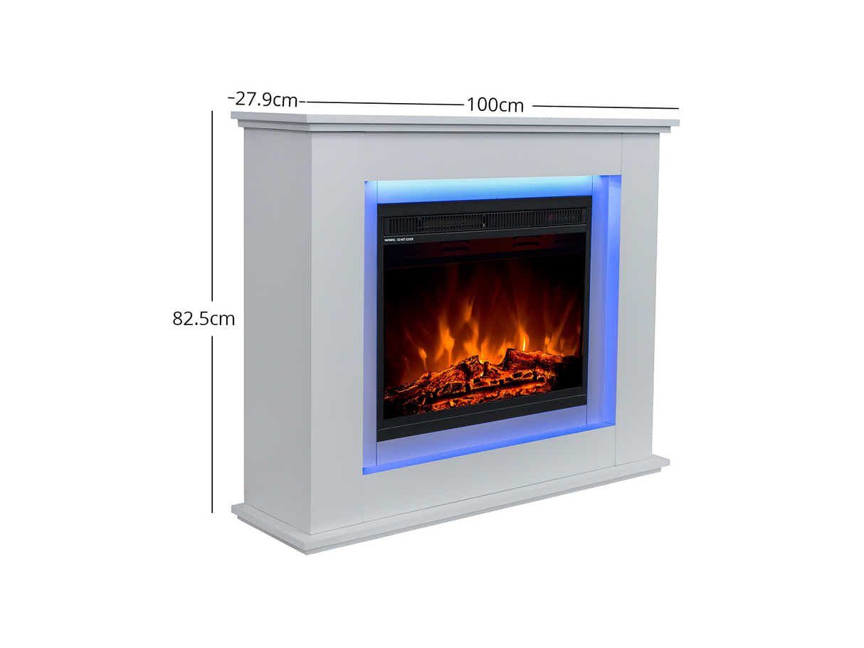 Mantel Electric Fireplace with LED Light - White