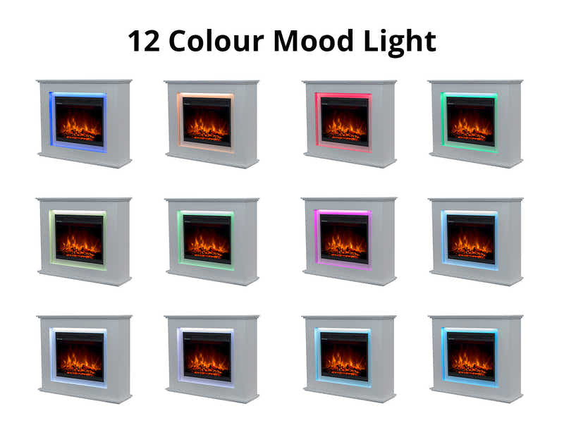 Mantel Electric Fireplace with LED Light - White