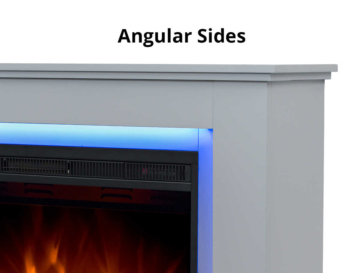 Mantel Electric Fireplace with LED Light - White
