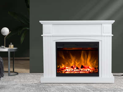 Electric Fireplace Suite White Mantel