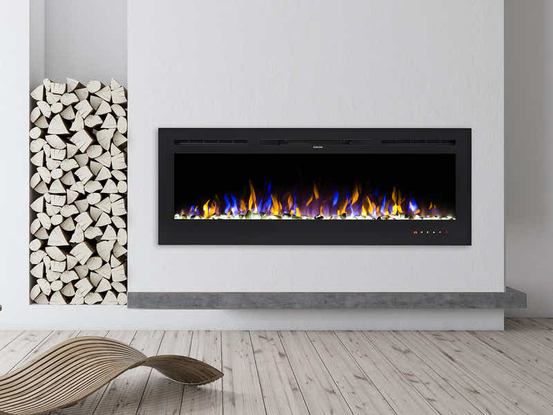 50" Electric Fireplace with Remote & Pebbles - Wall Mount/Recessed