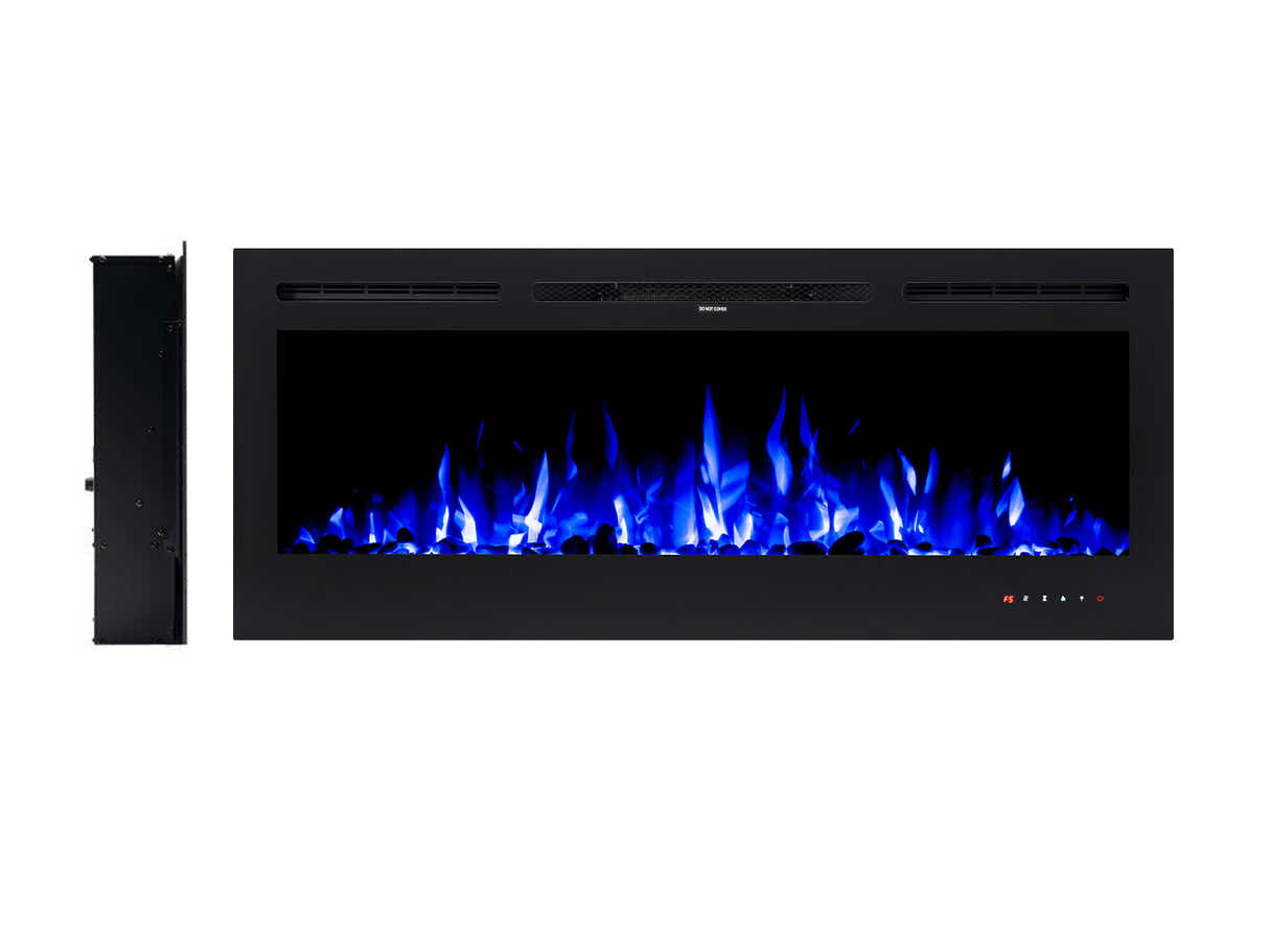 50" Electric Fireplace with Remote & Pebbles - Wall Mount/Recessed