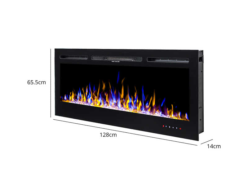 50" Electric Fireplace with Remote & Crystals - Wall Mount/Recessed