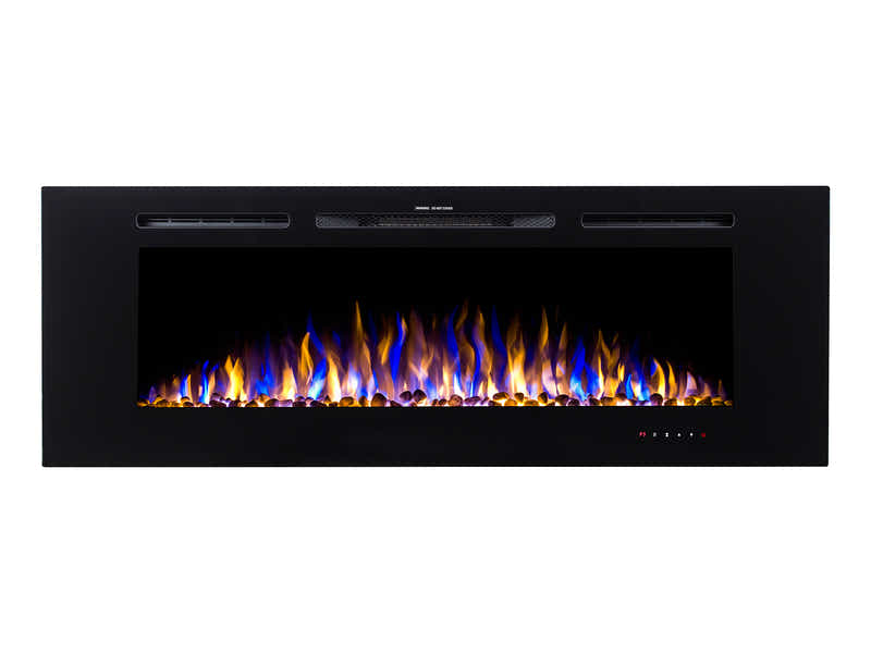 60" Electric Fireplace with Remote & Pebbles - Wall Mount/Recessed