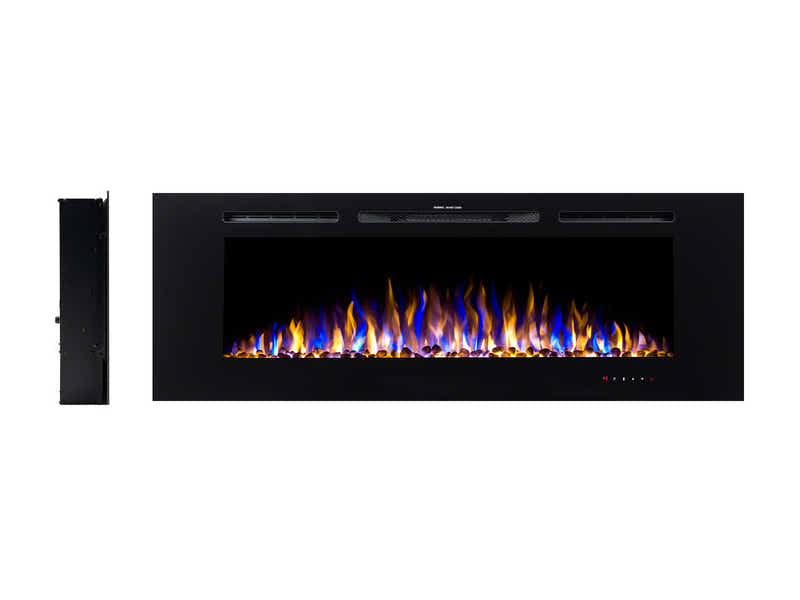 60" Electric Fireplace with Remote & Pebbles - Wall Mount/Recessed