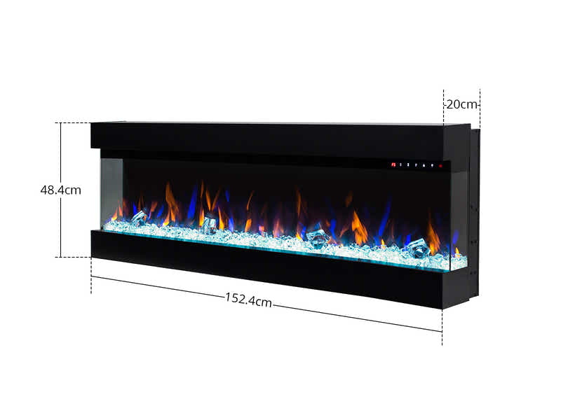 60" Three-Sided Viewing Electric Fireplace - Wall Mount/Recessed