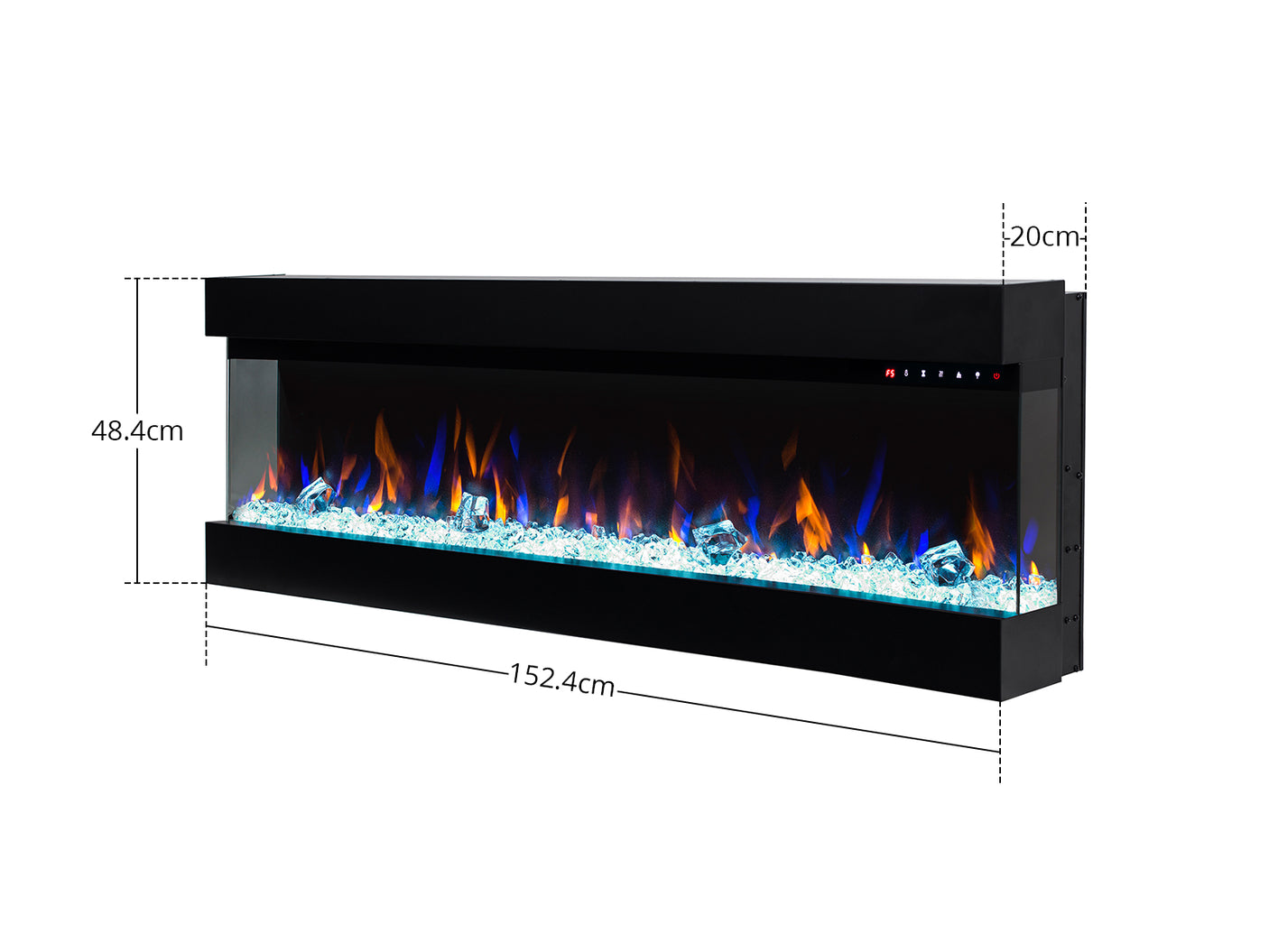 60”Wall Mounted Recessed Electric Fireplace With Three Sided Viewing
