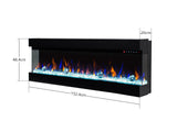 60”Wall Mounted Recessed Electric Fireplace With Three Sided Viewing