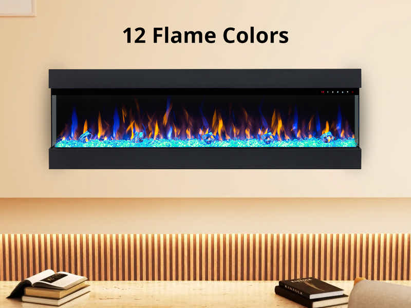 60" Three-Sided Viewing Electric Fireplace - Wall Mount/Recessed