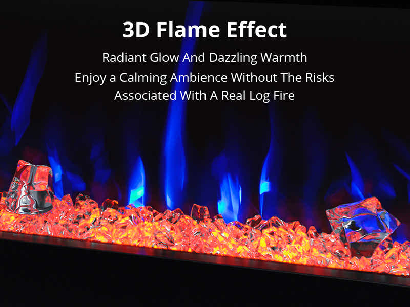 60" Three-Sided Viewing Electric Fireplace - Wall Mount/Recessed