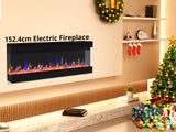 60”Wall Mounted Recessed Electric Fireplace With Three Sided Viewing