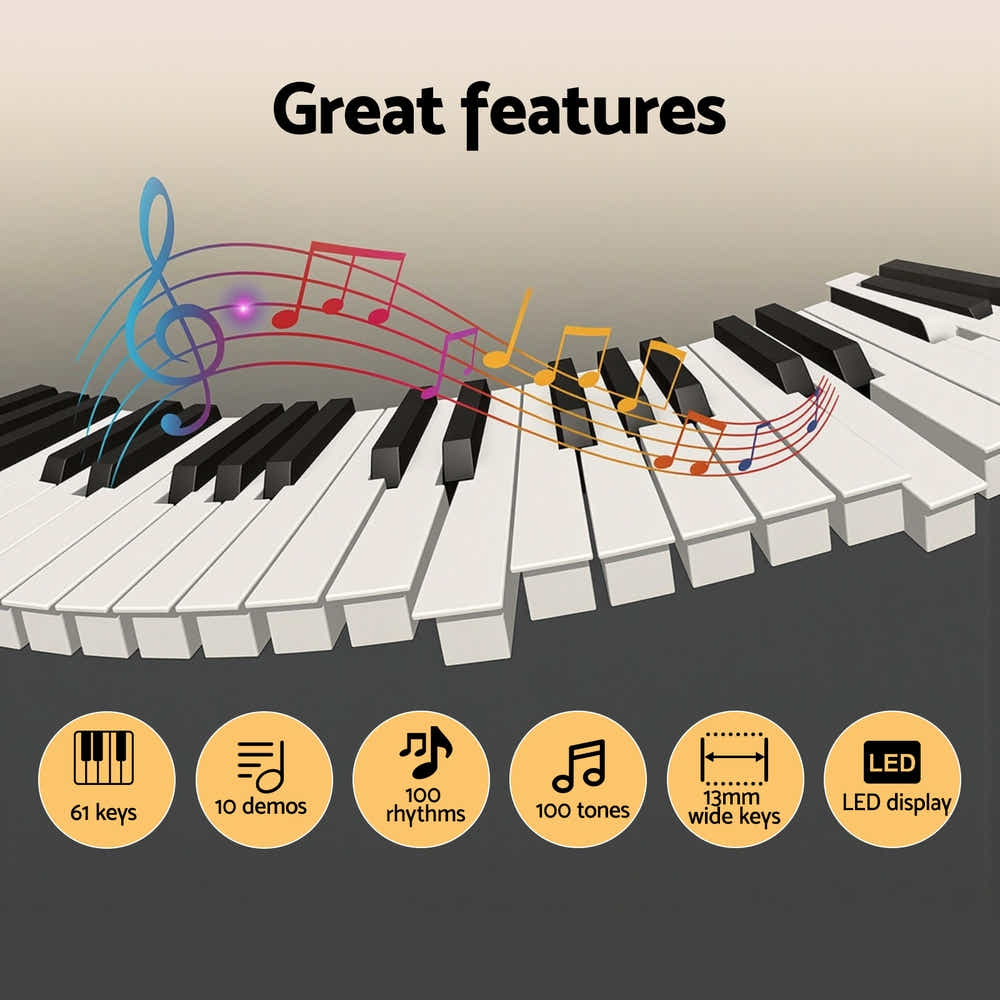 DS NA Alpha 61-Key Digital Piano Keyboard Electric Kids Gift Black