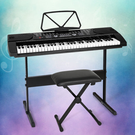 DS NA 61 Keys Electronic Piano Keyboard Digital Electric w/ Stand Stool Black