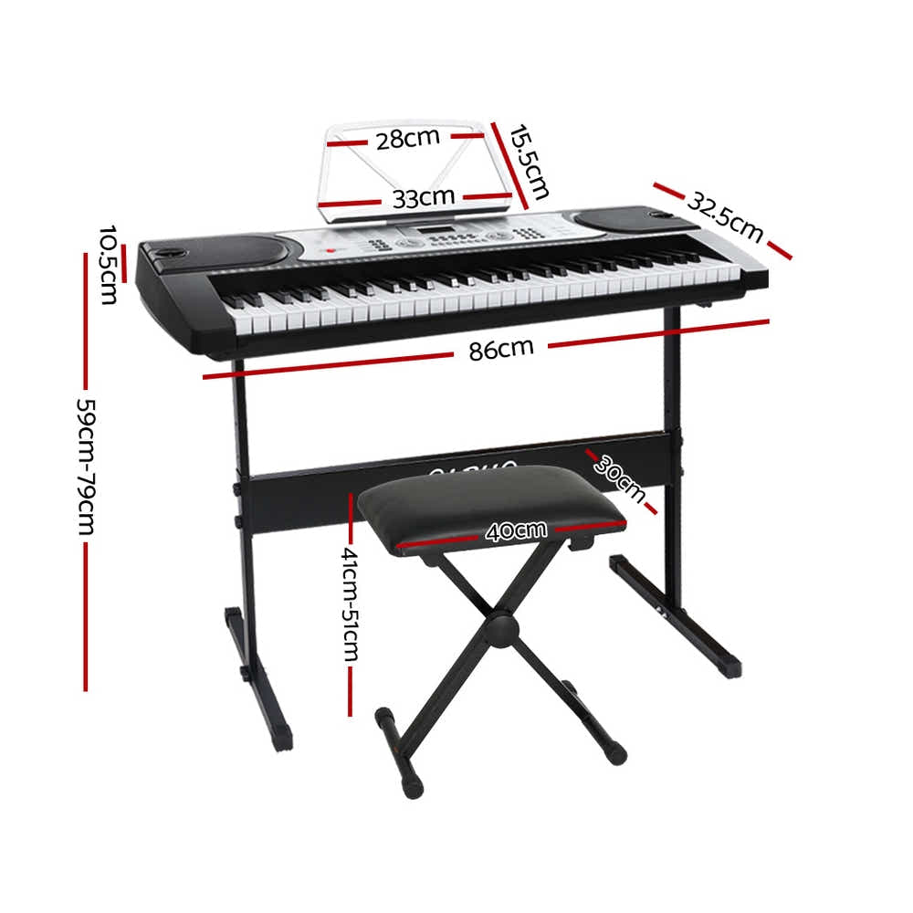 DS NA 61 Keys Electronic Piano Keyboard Digital Electric w/ Stand Stool Silver